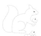 Narysuj po śladzie jesienną wiewiórkę. Rysowanie po linii dla dzieci do druku