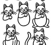 Jak narysować uśmiechniętego kota ro po roku. Szablony dla dzieci do druku