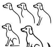 jak narysować siedzącego psa, szablony rysowania dla dzieci do wydruku