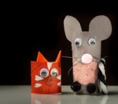 kotek myszka z rolek po papierze zabawy plastyczne dla dzieci
