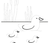 Wiosna rysuj po linii pływające ptaki do druku