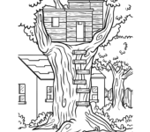 domek na drzewie - kolorowanka do druku