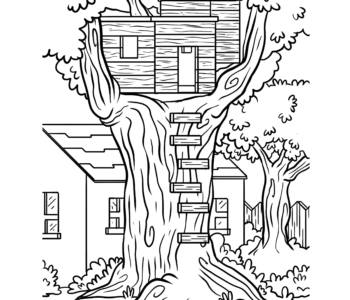 domek na drzewie - kolorowanka do druku