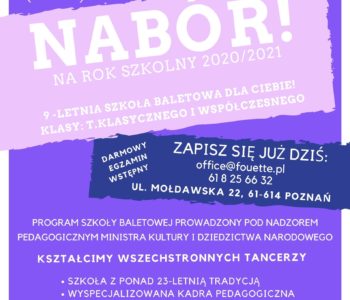 Nabór do Niepublicznej Szkoły Sztuki Tańca Fouetté w Poznaniu