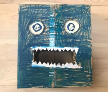 Potwór z pudełka kartonowego jak zrobić zabawy plastyczne dla dzieci