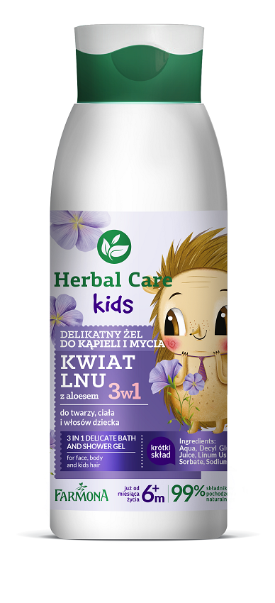 Herbal Car Kids – Delikatny żel do kąpieli i mycia, Kwiat Lnu-JEZYK