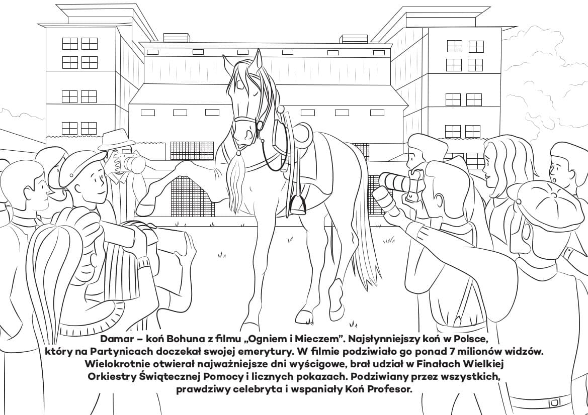 Damar, koń Bohuna, kolorowanka online dla dzieci. Darmowe kolorowanki do druku z końmi