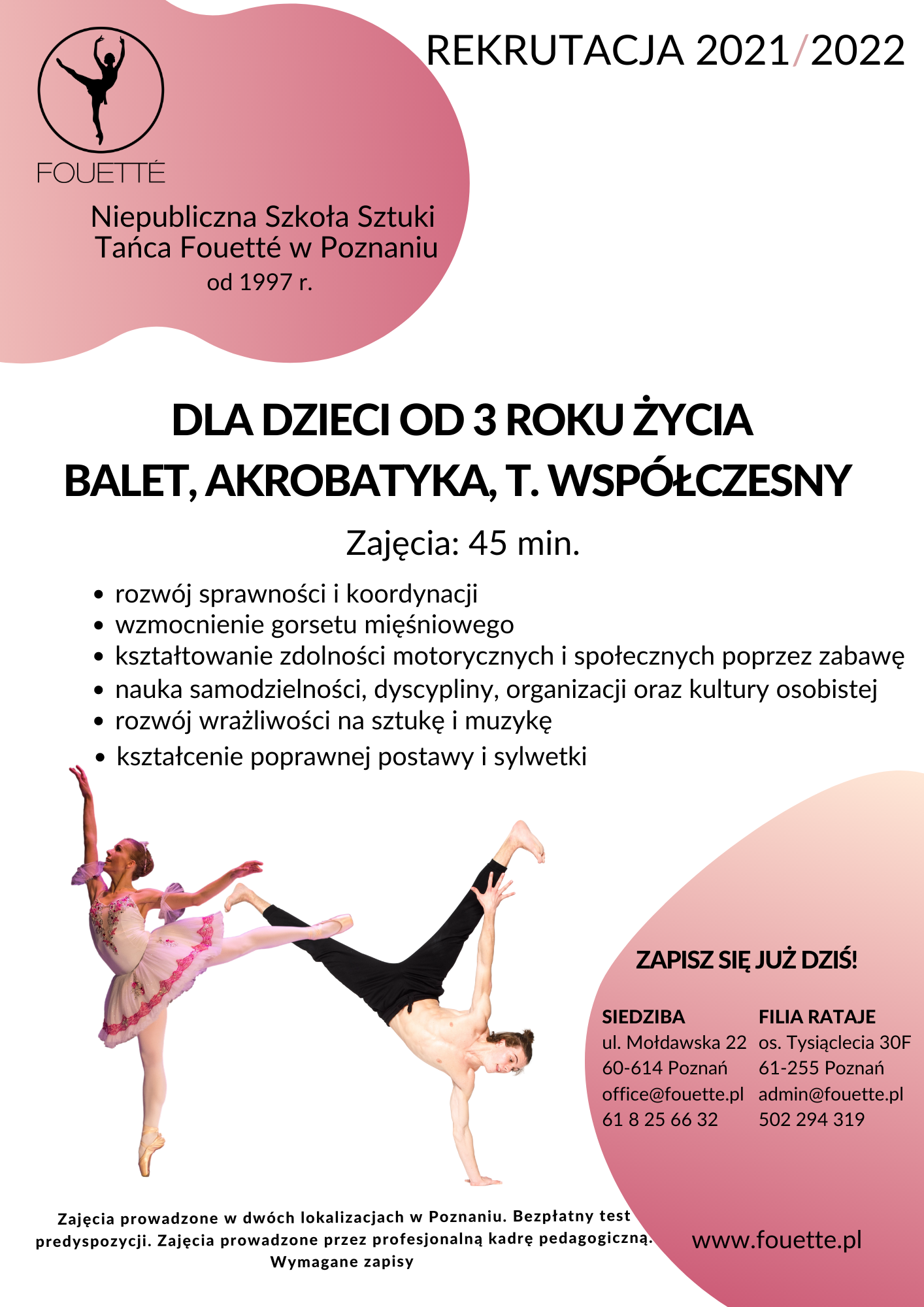 Nabór na rok szkolny 2020/2021: Balet i akrobatyka dla dzieci