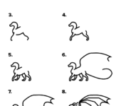 Jak narysować smoka krok po kroku, szablon rysowania dla dzieci