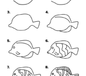 Jak narysować rybę krok po kroku szablo do druku