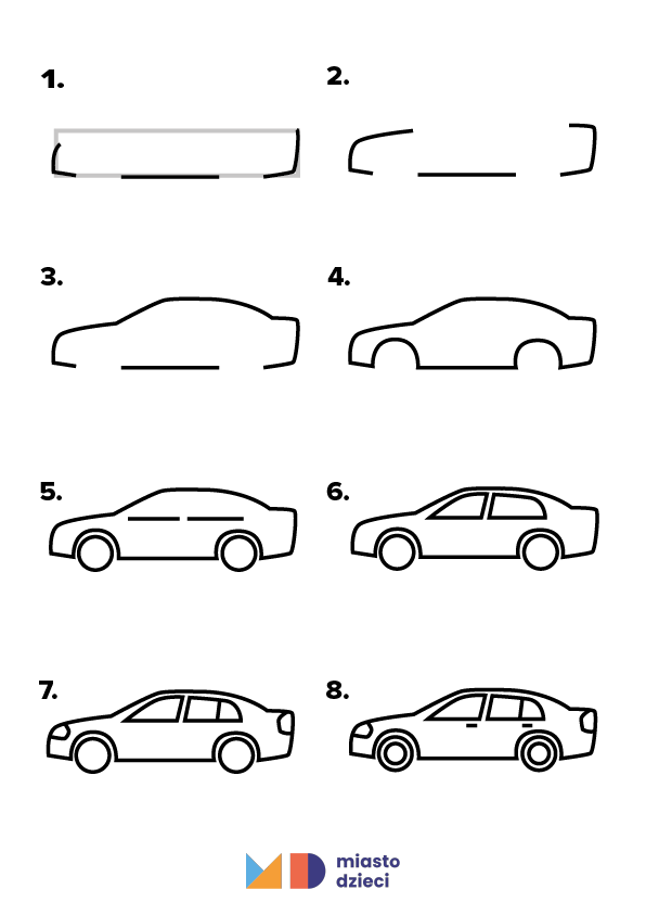 Jak narysować samochód rysowanki dla dzieci - auto