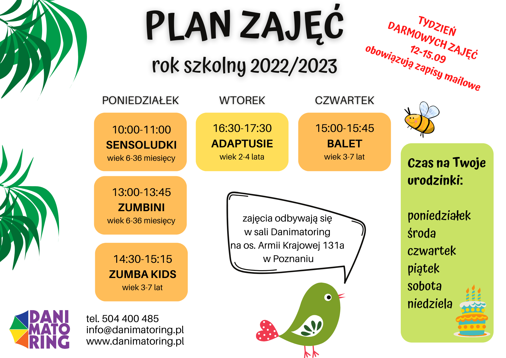 Danimatoring PLAN ZAJĘĆ rok szkolny 20212022