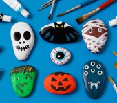 Malowane kamyki halloween zabawy plastyczne dla dzieci