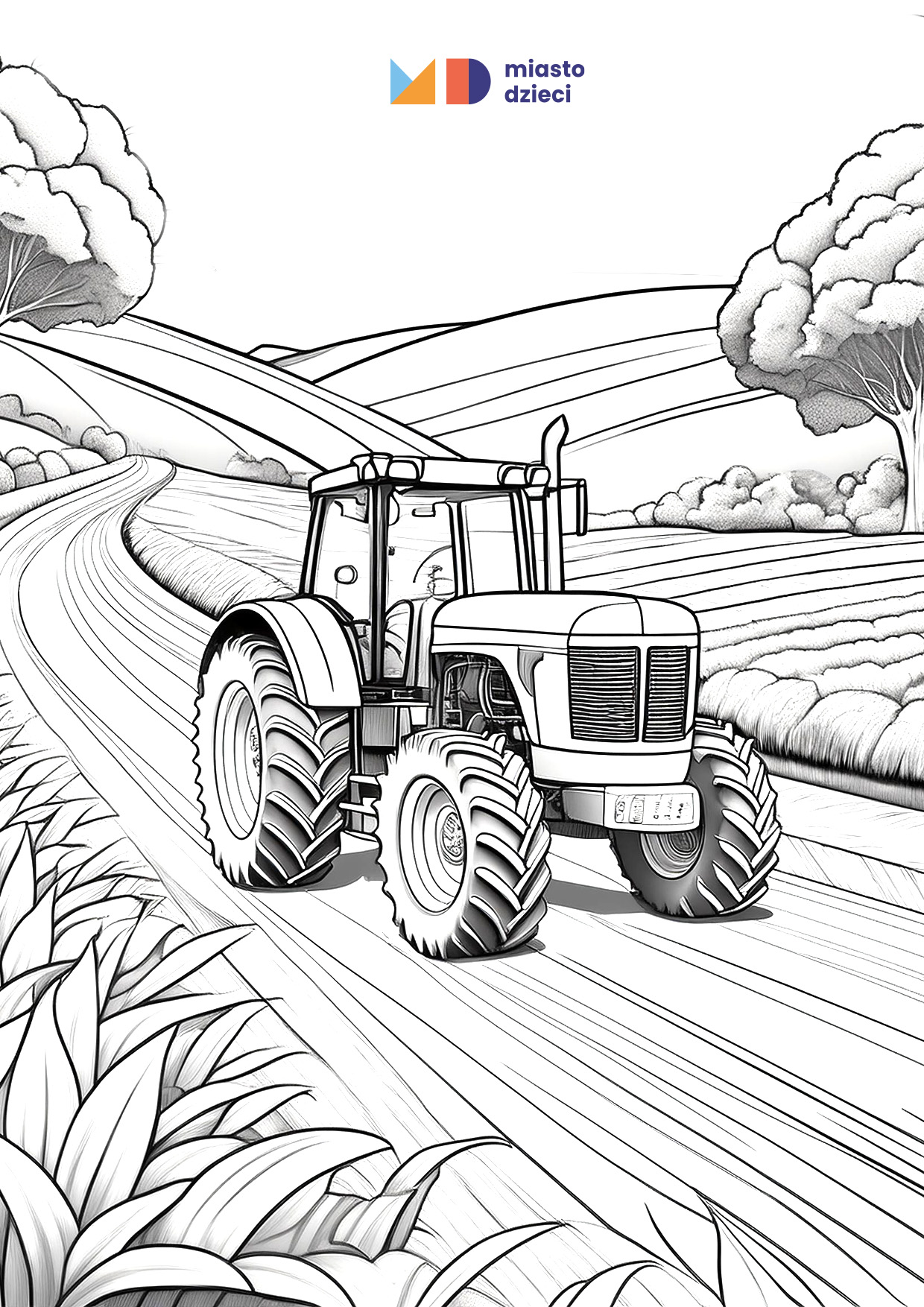 traktor na drodze kolorowanka