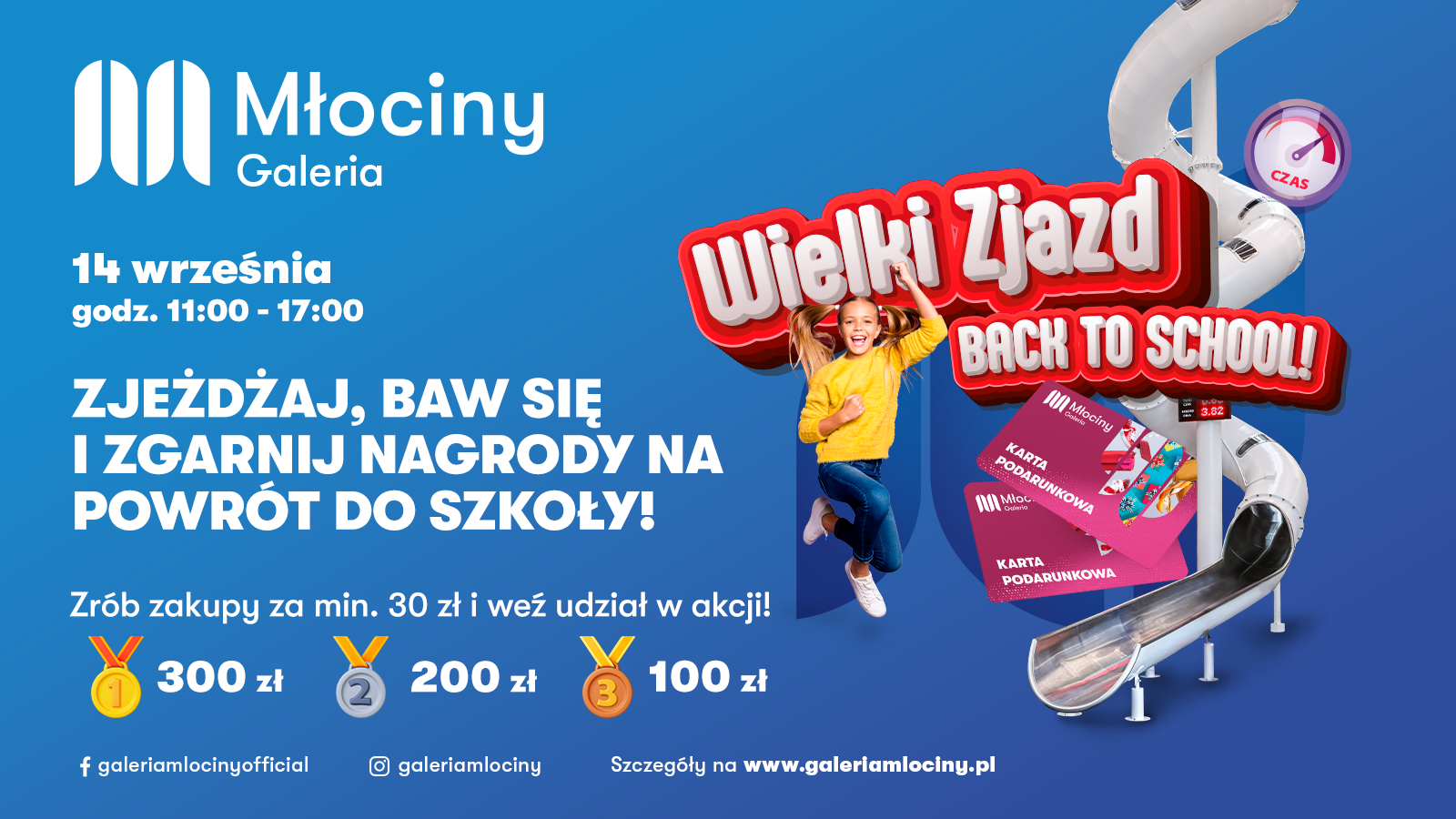 Konkurs w Galerii Młociny - konkurs zjazdów na zjeżdżalni 14 września 11-17