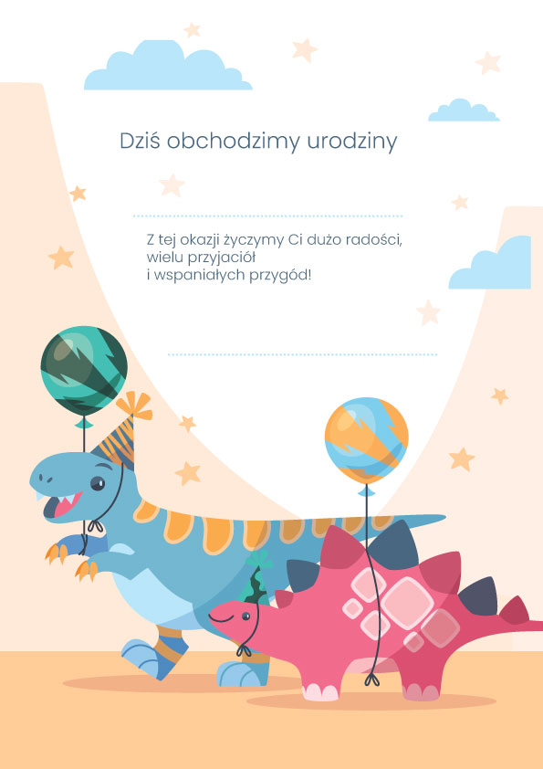 dyplom urodzinowy do pobrania dinozaury