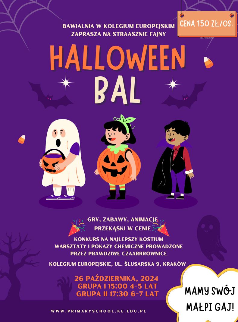 Bal Halloweenowy dla dzieci w wieku 4-7 lat