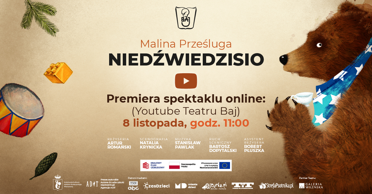 Niedźwiedzisio - premiera streamingowa Teatru Baj