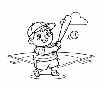 Mały bejsbolista z kijem