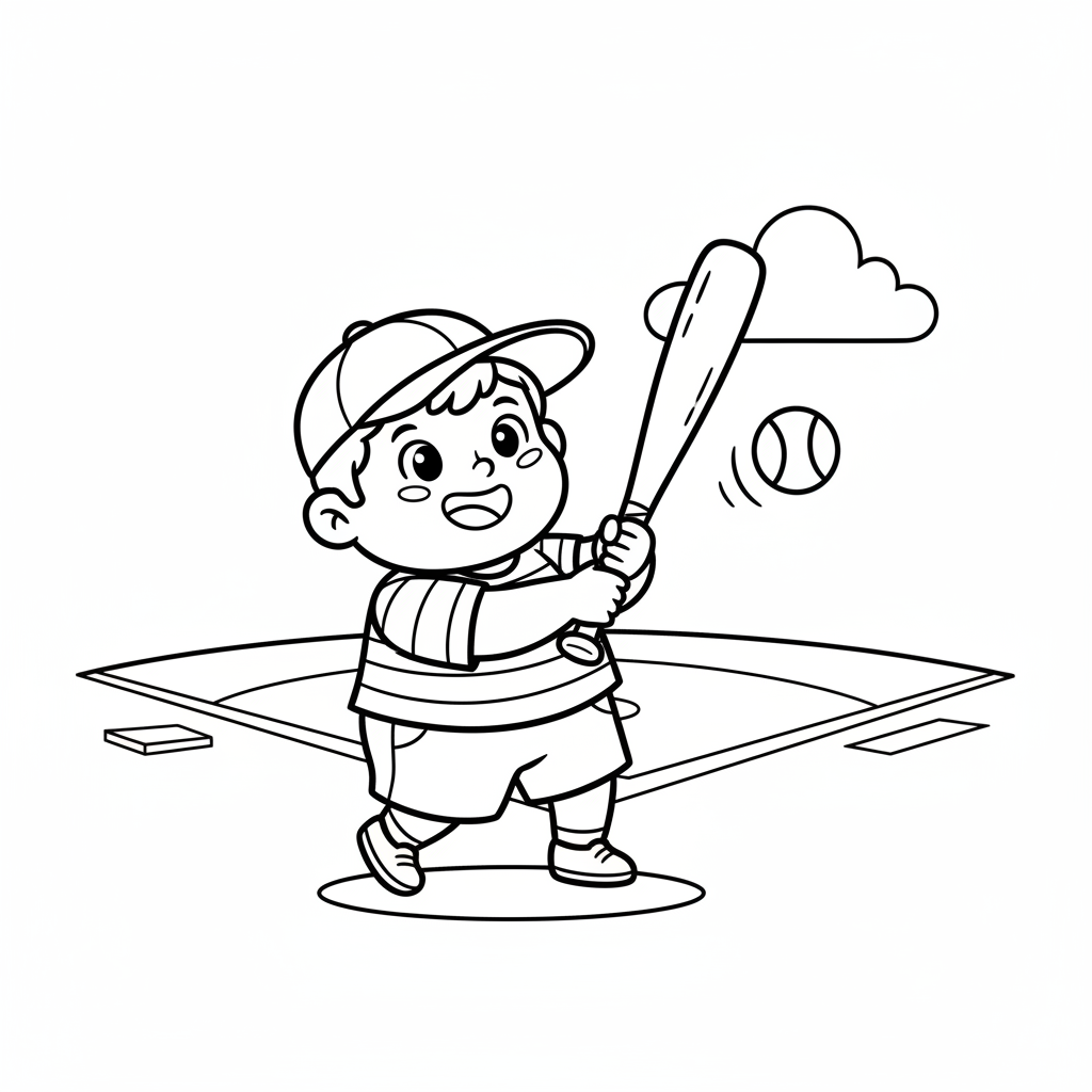 Chłopiec grający w baseball do kolorowania