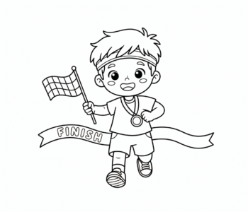 Mały biegacz na starcie