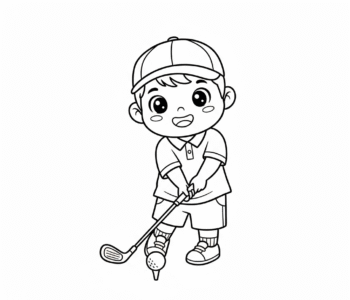 Mały golfista na polu