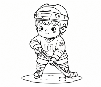 Mały hokeista na lodzie