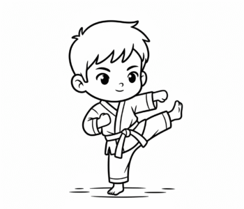 Mały karateka w akcji