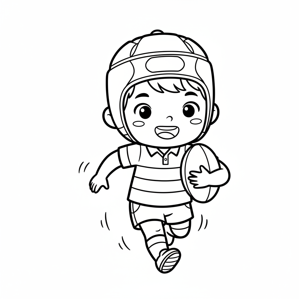 Chłopiec grający w rugby do kolorowania