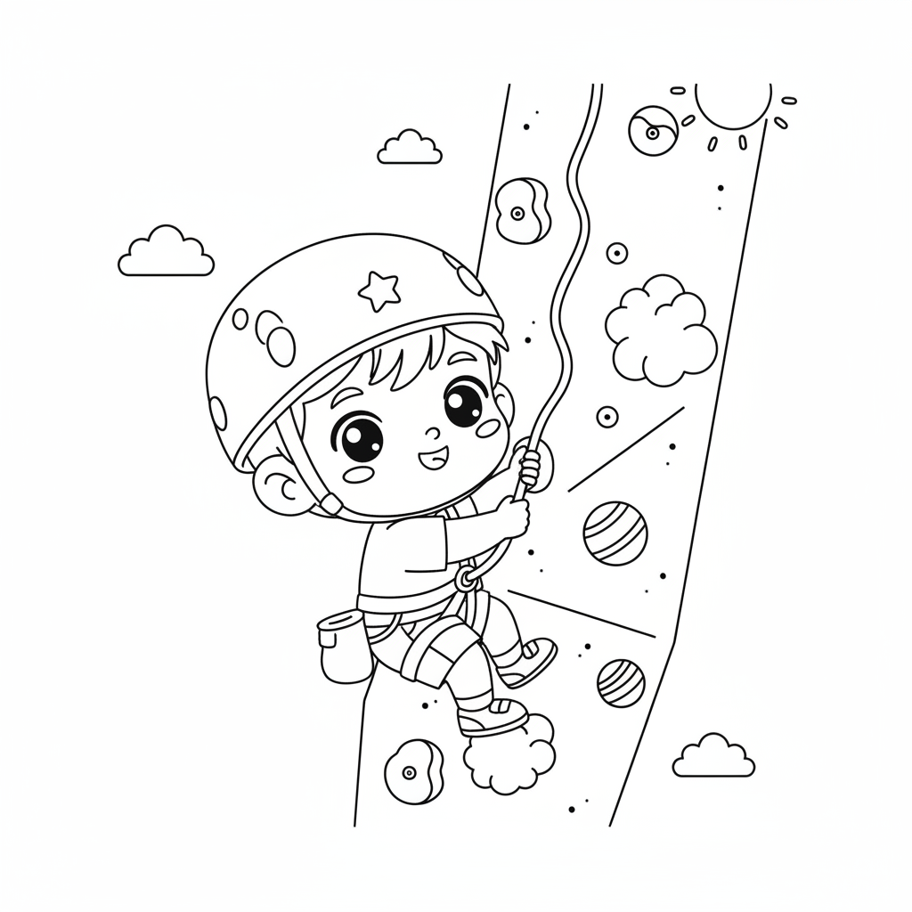 Chłopiec wspinający się do kolorowania