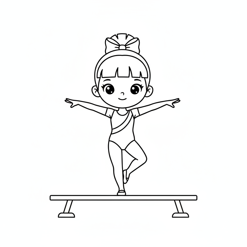 Dziewczynka uprawiająca gimnastykę do kolorowania