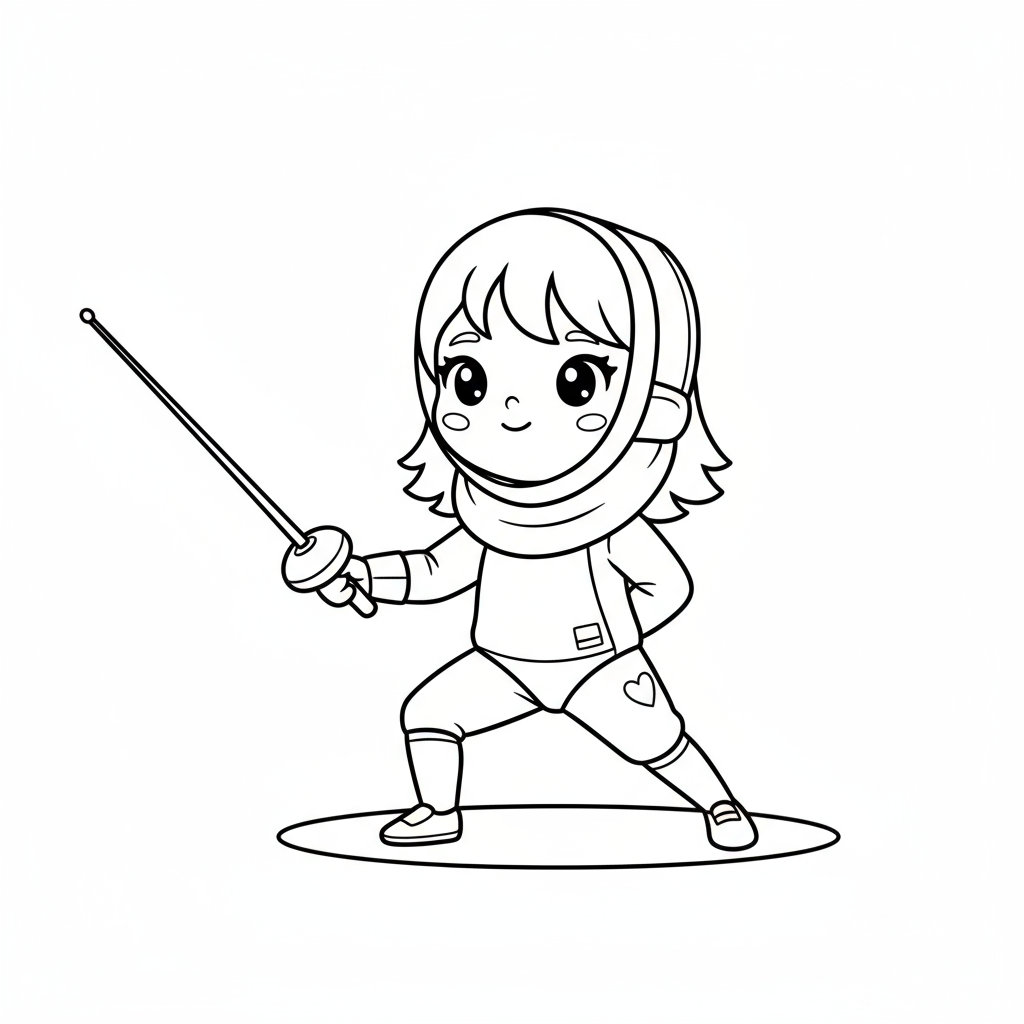 Dziewczynka uprawiająca szermierkę do kolorowania