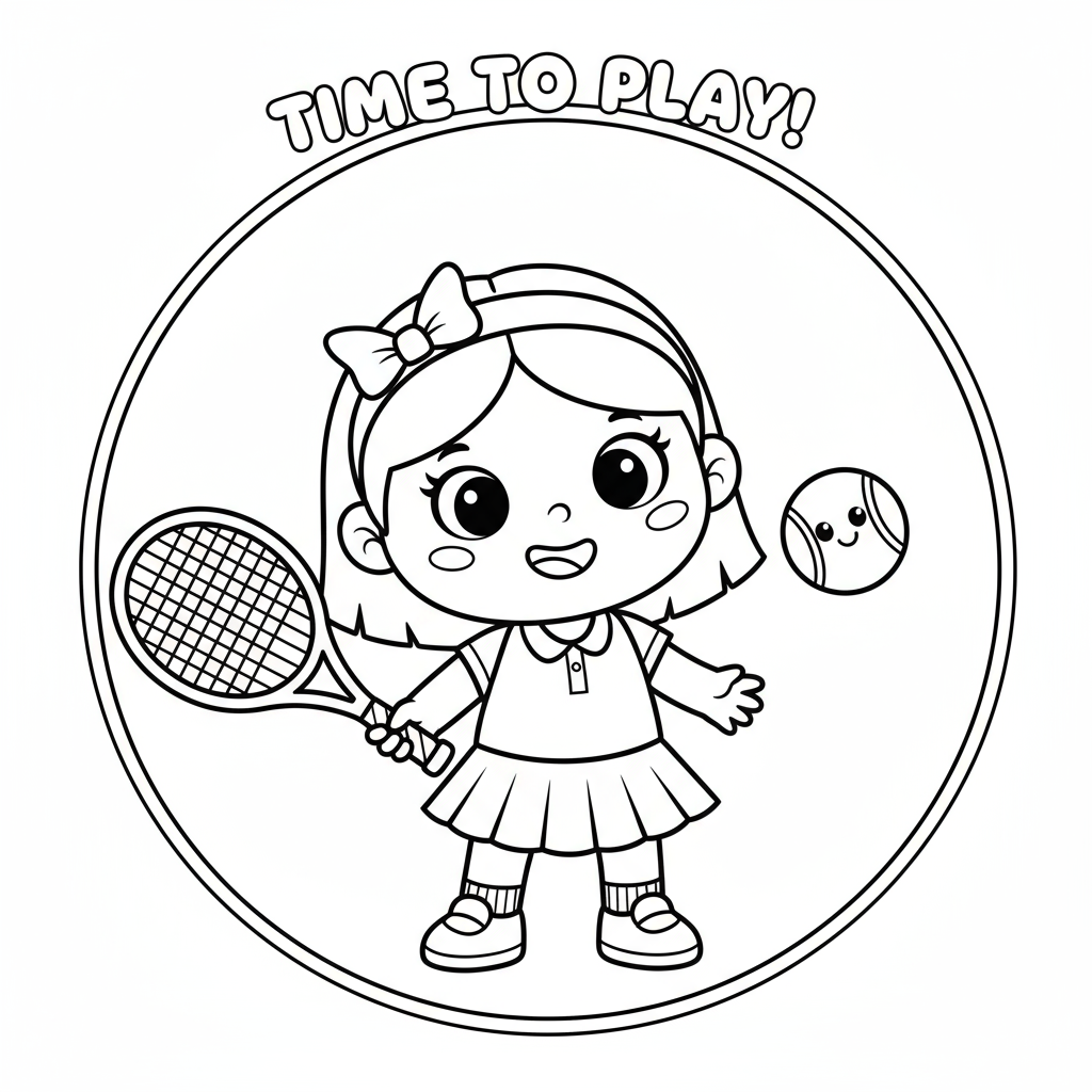 Dziewczynka grająca w tenisa do kolorowania