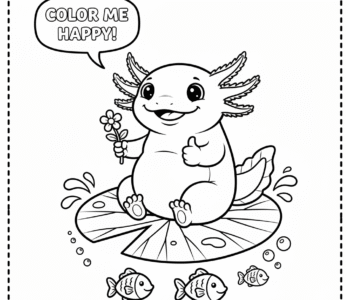 Aksolotl na lilii wodnej