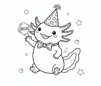 Aksolotl wita się z uśmiechem