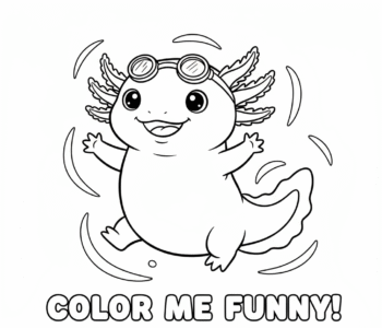 Aksolotl z goglami do pływania