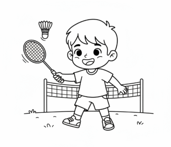 Mały badmintonista z lotką