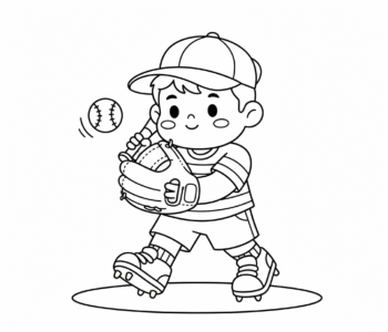 Mały bejsbolista w rękawicy