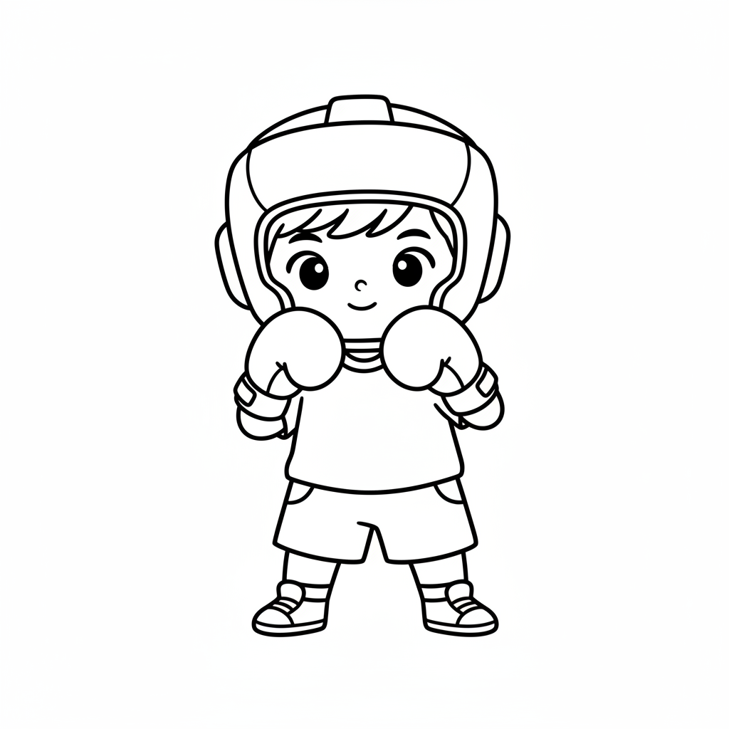 Chłopiec boksujący do kolorowania