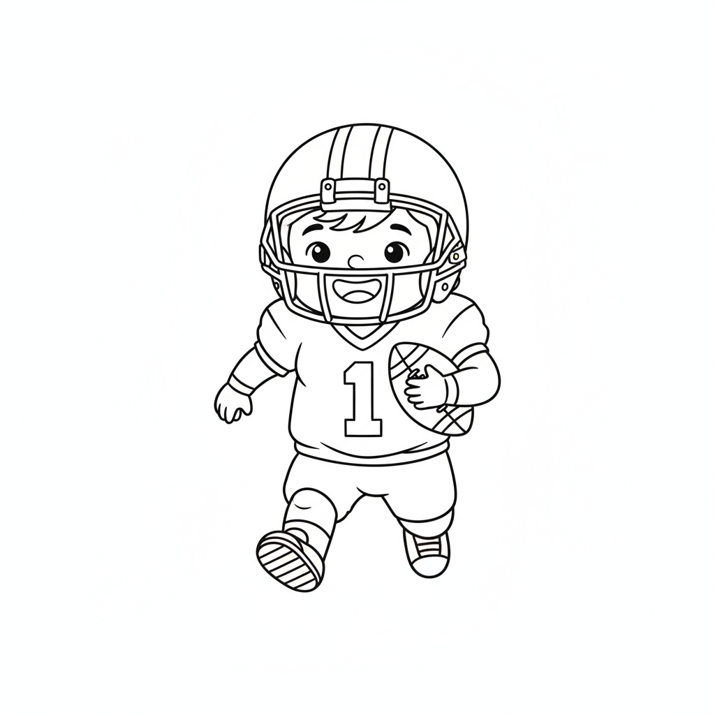 Chłopiec grający w futbol amerykański do kolorowania