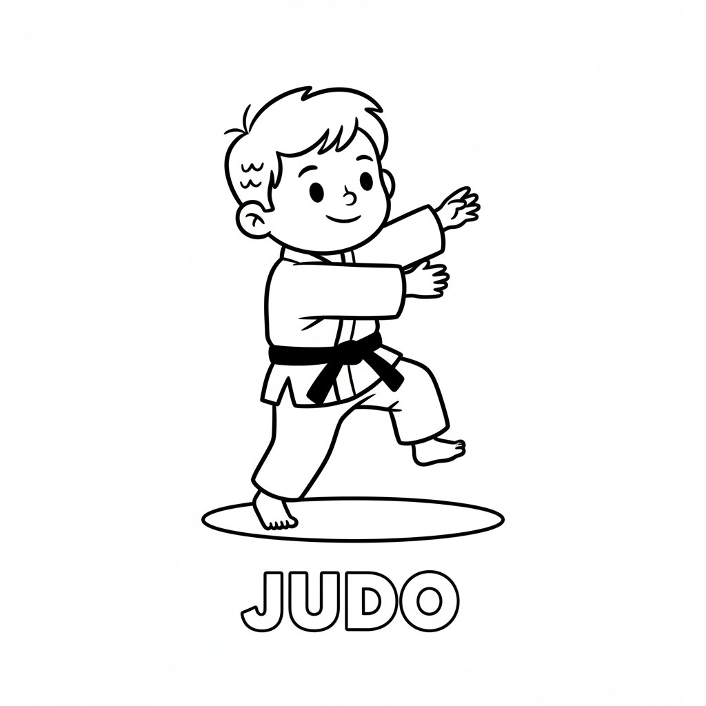 Chłopiec uprawiający judo do kolorowania