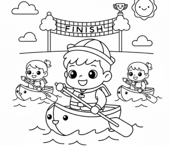 Mały kajakarz w wyścigu