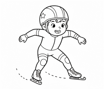 Mały panczenista na lodzie