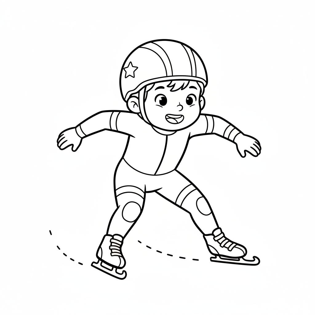 Chłopiec jeżdżący na łyżwach do kolorowania