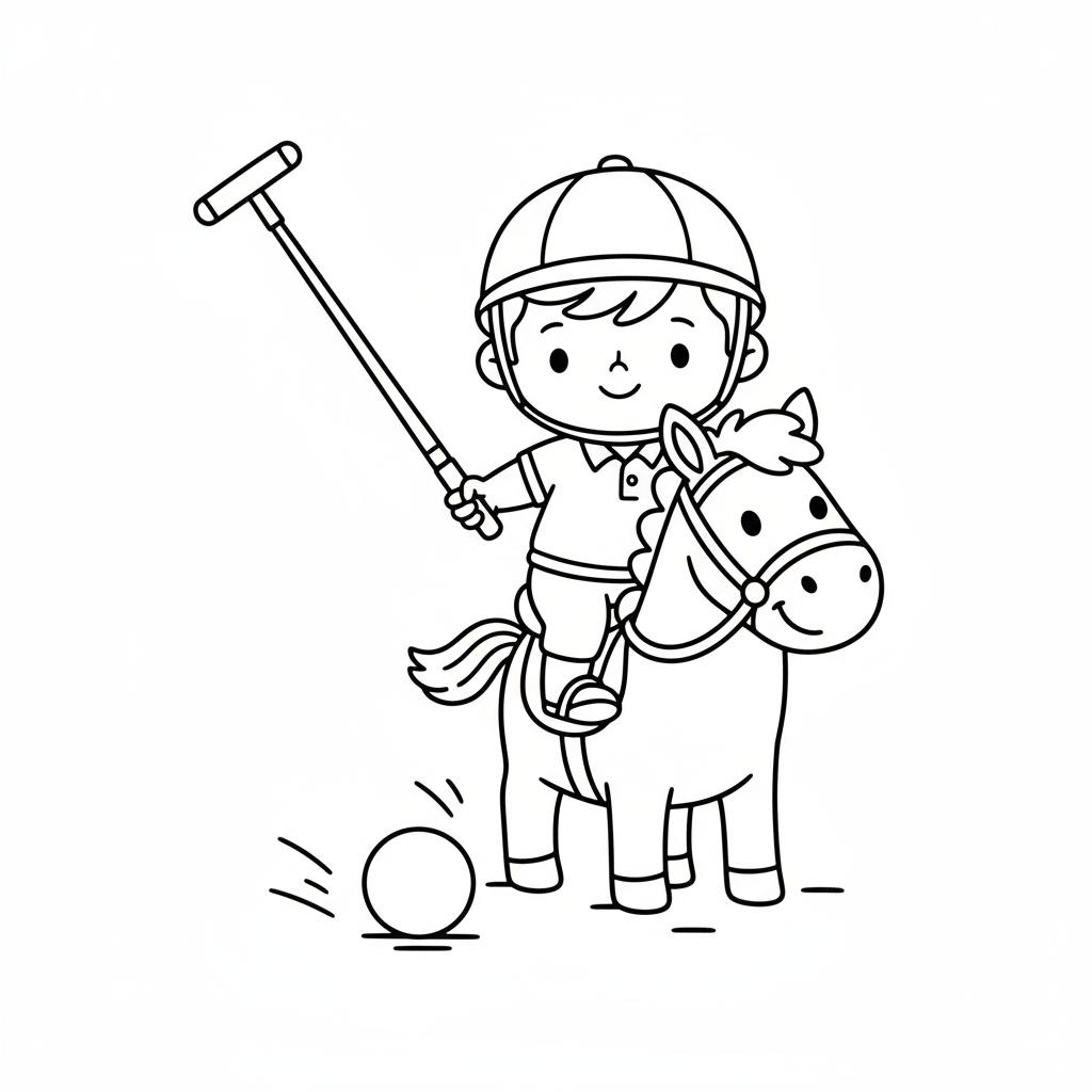 Chłopiec grający w polo do kolorowania