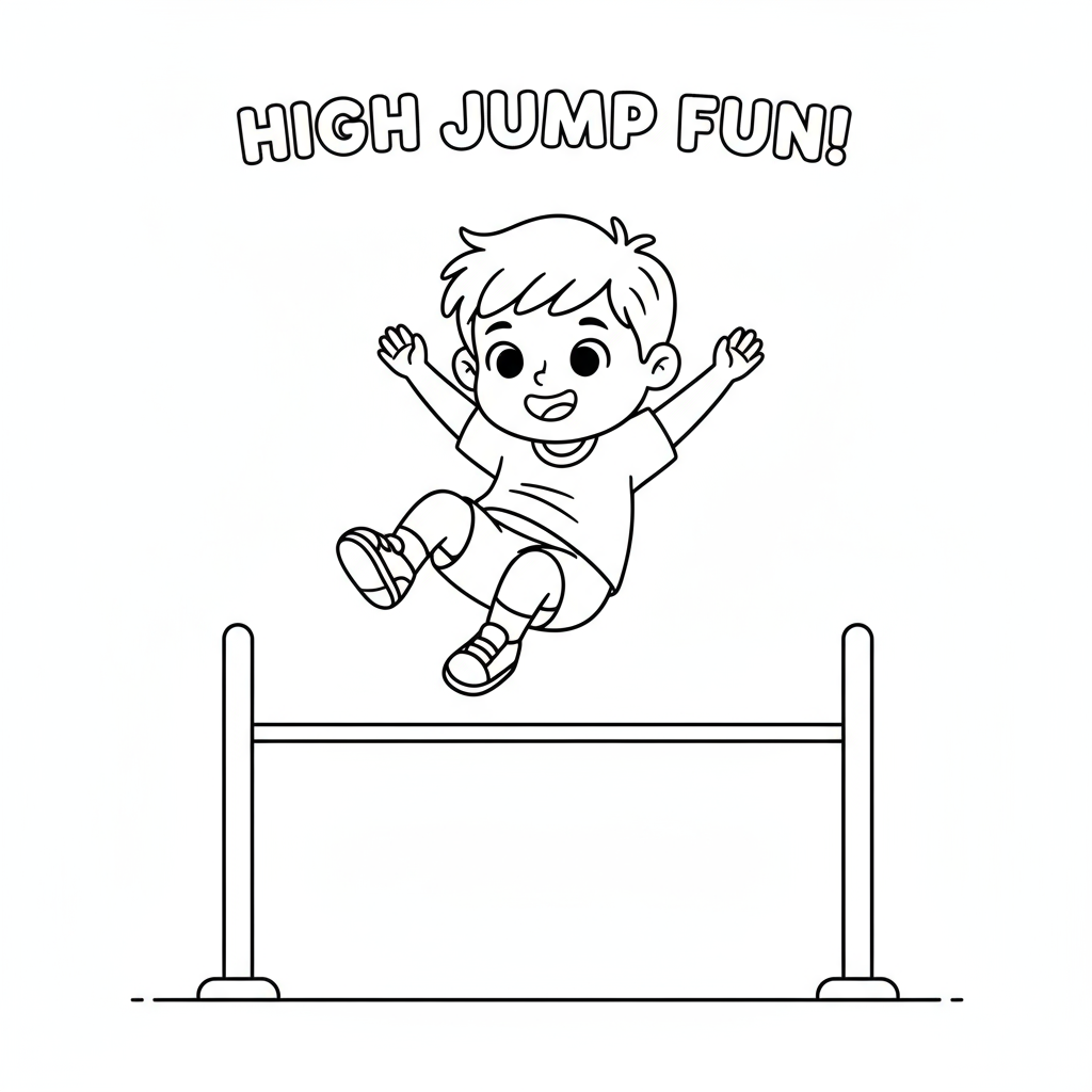 Chłopiec skaczący wzwyż do kolorowania