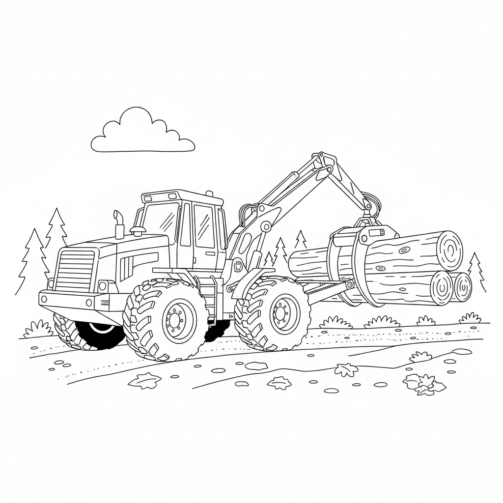 Ciągnik zrywkowy do kolorowania