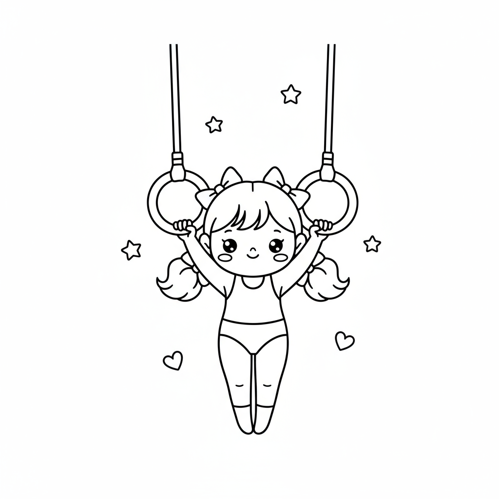 Dziewczynka uprawiająca gimnastykę na kółkach do kolorowania