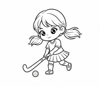 Młoda hokeistka na trawie