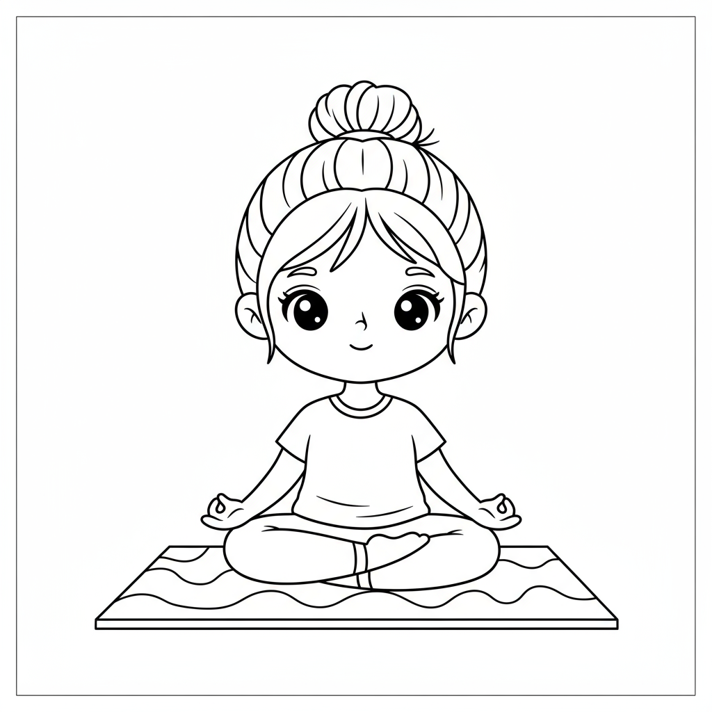 Dziewczynka uprawiająca jogę do kolorowania